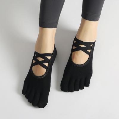 Calze estive da yoga da donna antiscivolo con doppia cinghia incrociata e dita separate