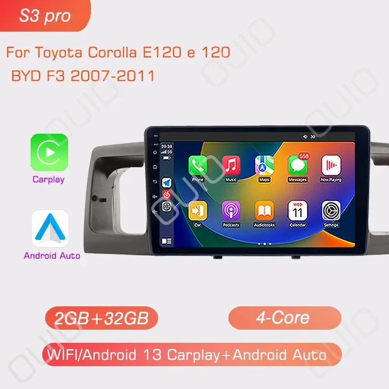 2DIN Android 13 Radio For Toyota Corolla E120 E 120 BYD F3 2007-2011 Car Stereo Multimedia Player Carplay Auto GPS Navigation