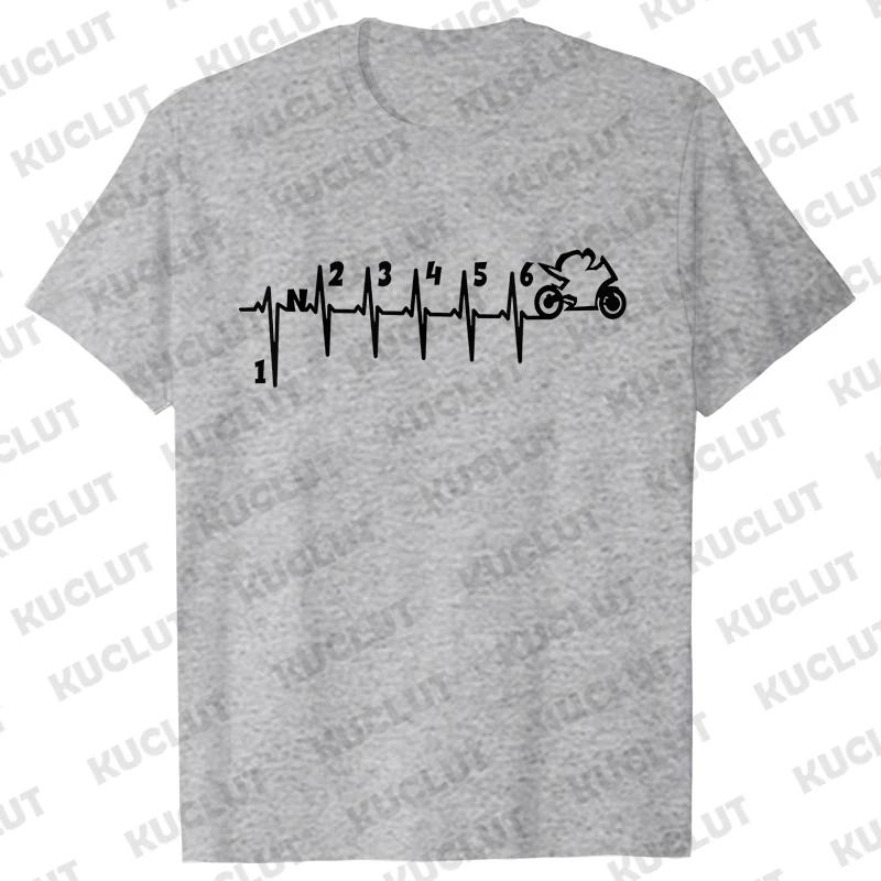 Casual Men T-Shirt Short Sleeve T-Shirt 1N23456 Motorcycle Gear Shift Heartbeat Biker Print Tops Men Clothing Fashion T-Shirt