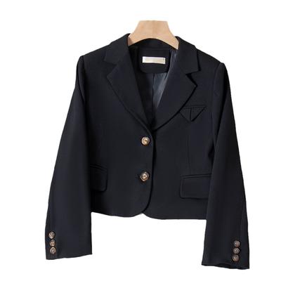 Casual Small Suit Women's Two-button Autumn New Suit Jacket Black Slimming White Light Color