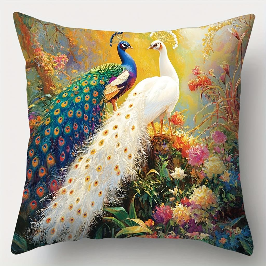 4-Piece Decorative Pillowcase Set – Featuring Peacock, Forest & Floral Designs