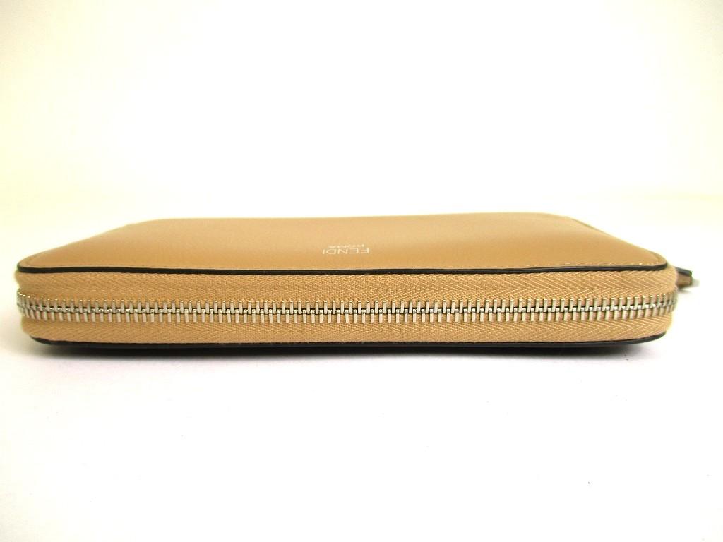 Authentic FENDI Peekaboo Beige Leather Zip Around Long Wallet #a899  Refurbished