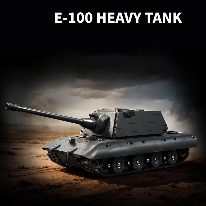1:28 12GO WW2 Military Tanks Building Block Toys Set E-100 HEAVY TANK TIGER PANZER VIII MAUS Model Bricks DIY  Toy for Boys Gift