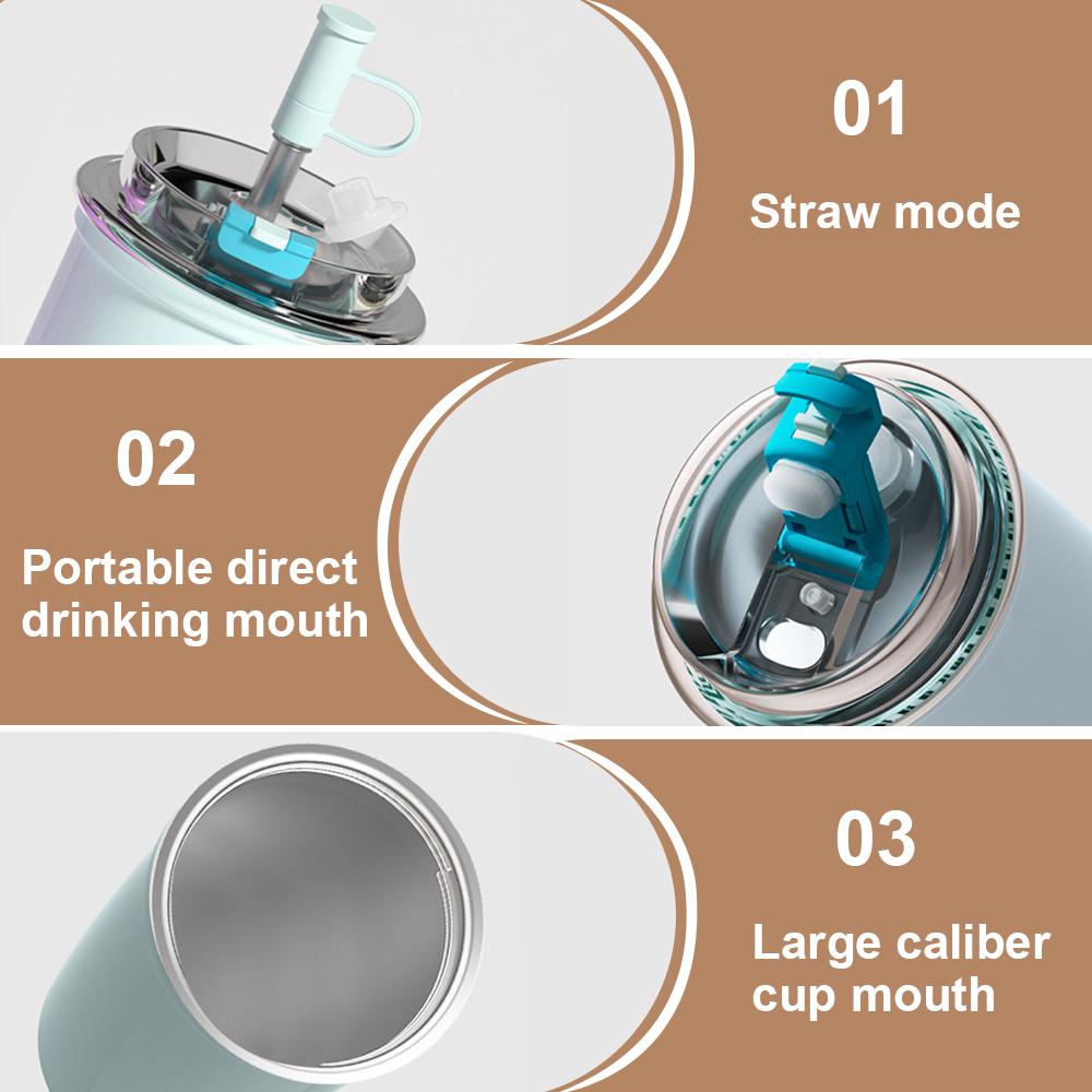 300ML Stainless Steel Coffee Cup With Straw Travel Insulated Water Bottle For Tea Coffee Mugs Leakproof Thermos Mug BPA Free