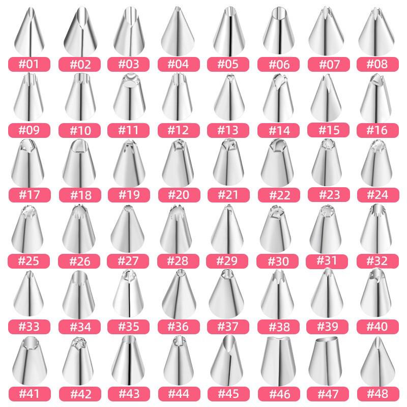 Stainless Steel Piping Tips Set - 48 Styles for Cake Decorating