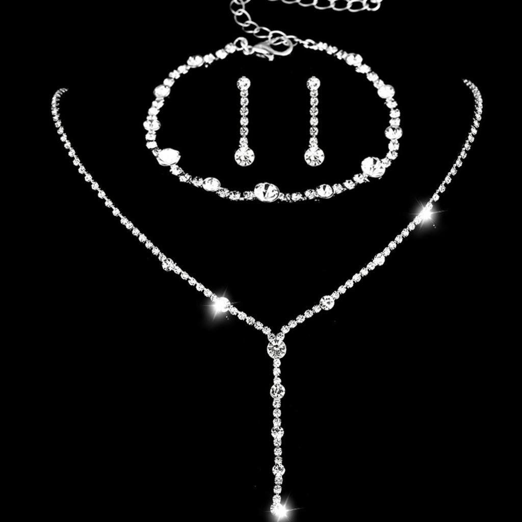 4-teiliges Damenmode-Trend Minimalistisches Wasserzirkon Ohrringe Halskette Armband Zirkon Set Hochzeit Bankett Party Festival Geschenk
