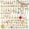 DIY Golden Jewelry Charms Pet Cat Dog Angel Flower Hearts Air Balloon Beads for Bracelet Making Gifts
