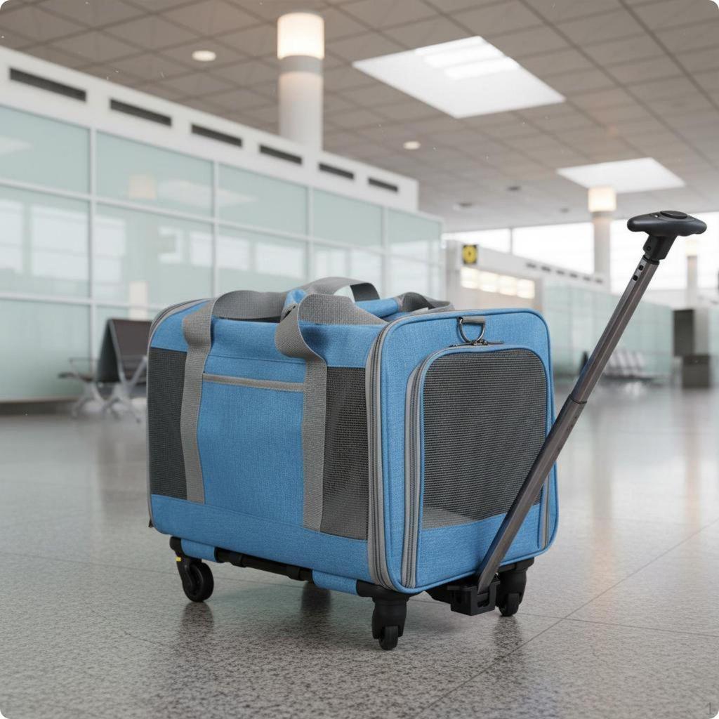 Rolling Cat Carrier Suitcase Large Capacity with Wheels Telescopic