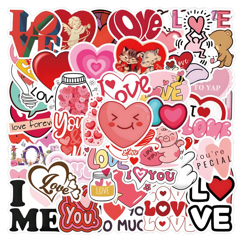 55 LOVE Love Graffiti Stickers Valentine's Day Decorative Scooter Notebook DIY Stickers