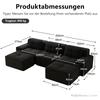 Modulares Sofa Wolke Knochenloses U-förmiges Sofa mit Hocker, 3-Sitzer Cord-Wolkensofa für Wohnzimmer, Montagefreies Sofa, Schwarz