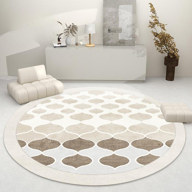 Light Luxury Living Room Decoration Round Carpet French Style Rugs for Bedroom Thick Plush Lounge Floor Mat Home Fluffy Soft Rug