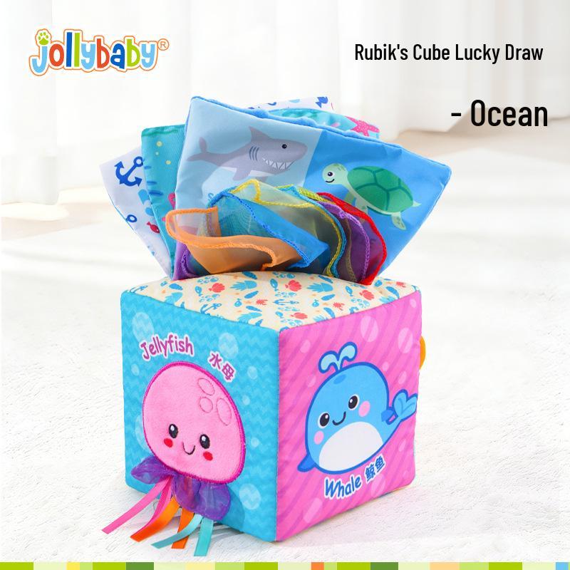 Jollybaby Tear-Resistant Tissue Cube - Baby Puzzle & Draw-Out Toy