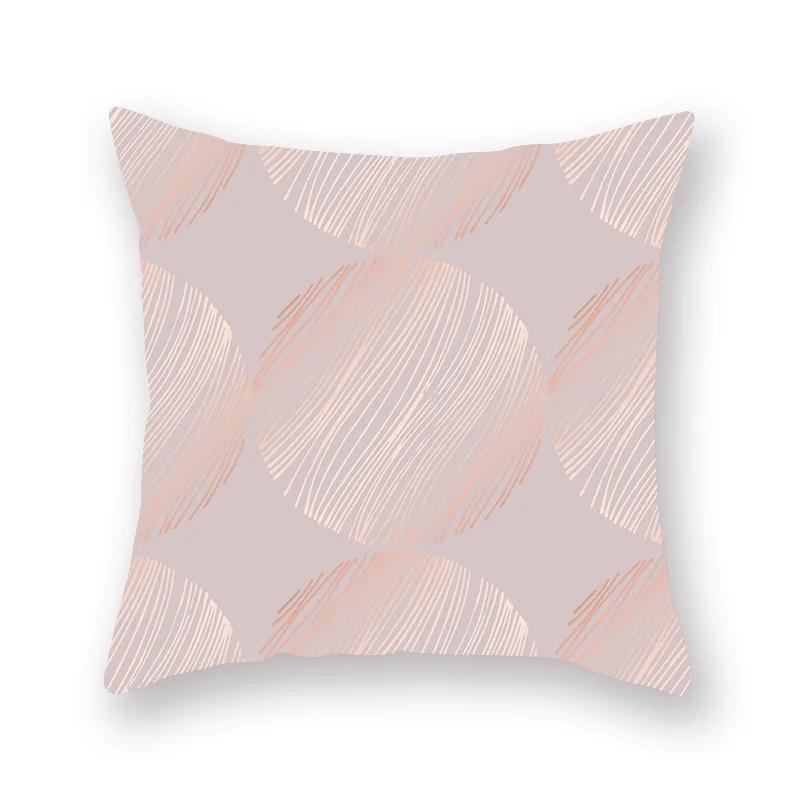 Decorative Pillow Case 45*45cm Pink Gold Geometry Polyester  Home Decoration Car Cushion Cover Sofa Throw Pillowcase Square