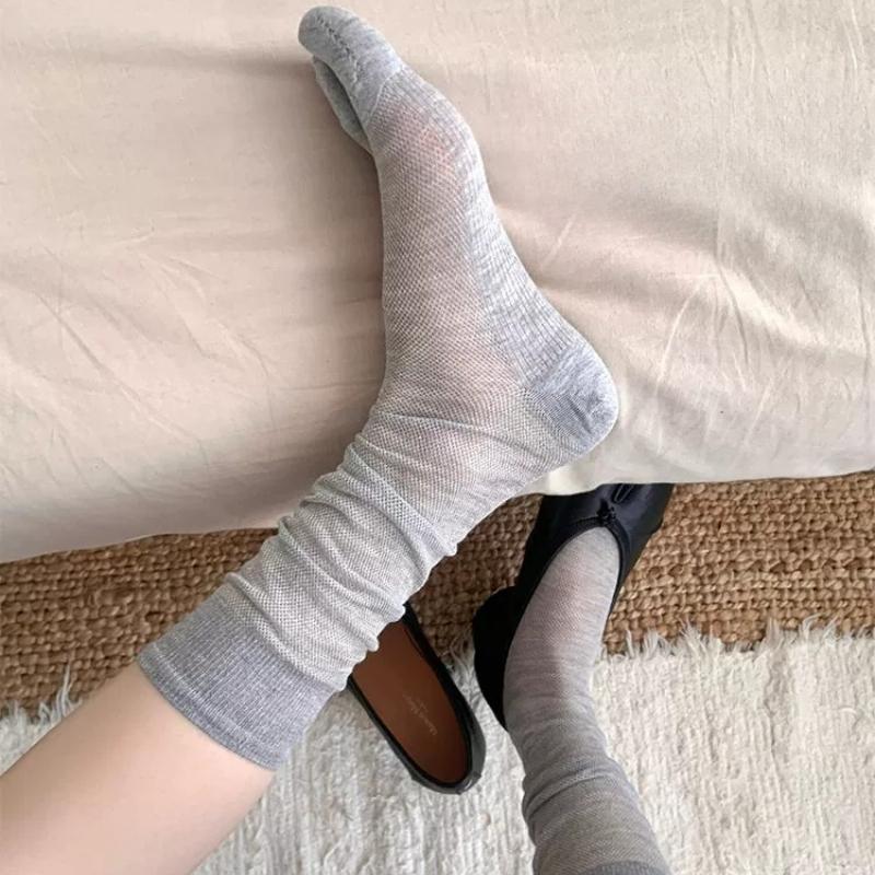 1Pair Long Tabi Socks Japanese Style Thin Stockings Women Versatile Split Toe Sock Slouchy Stretchy Cuff  2 Toe Knee High Socks