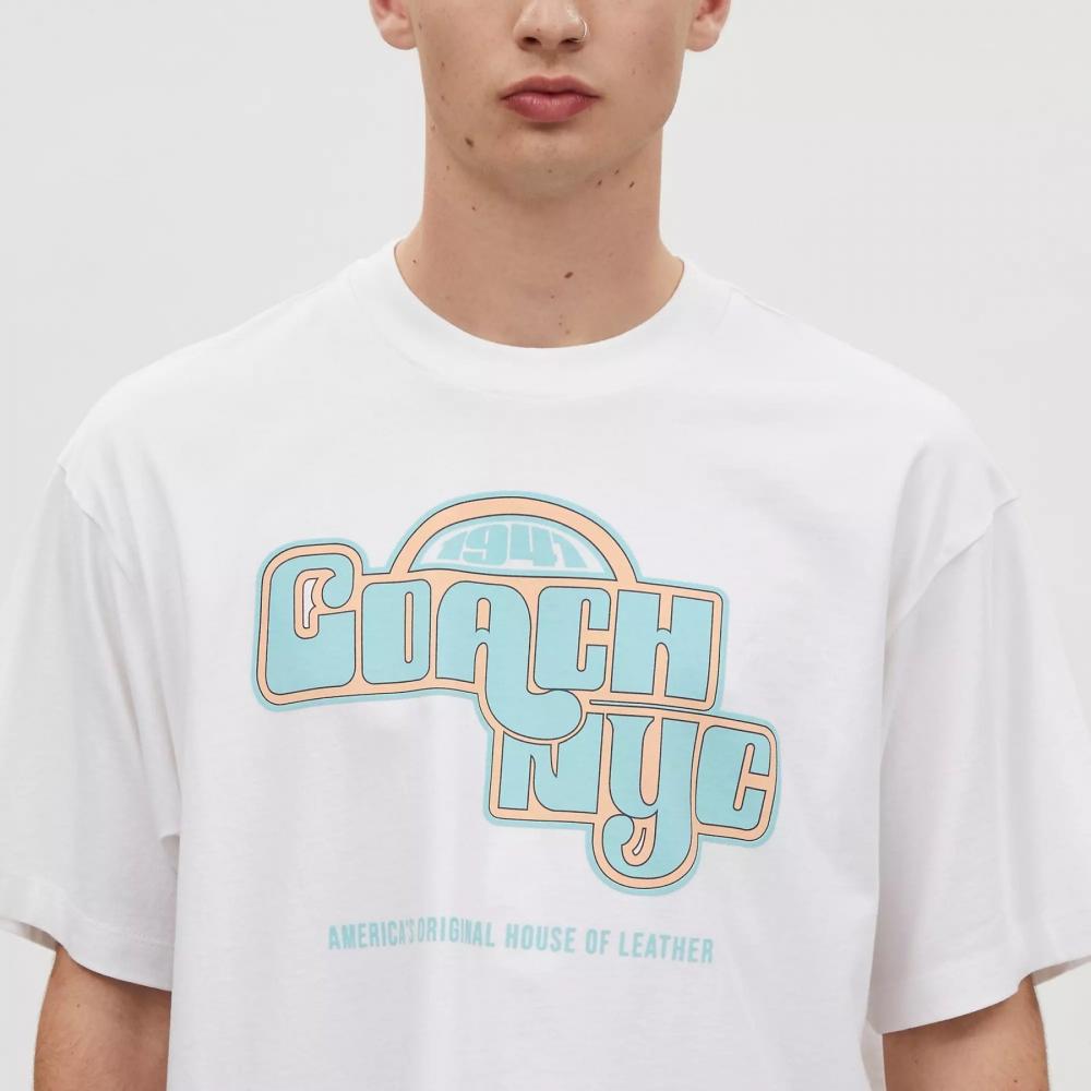 Coach Tricou New York din bumbac organic, culoare ivory vintage