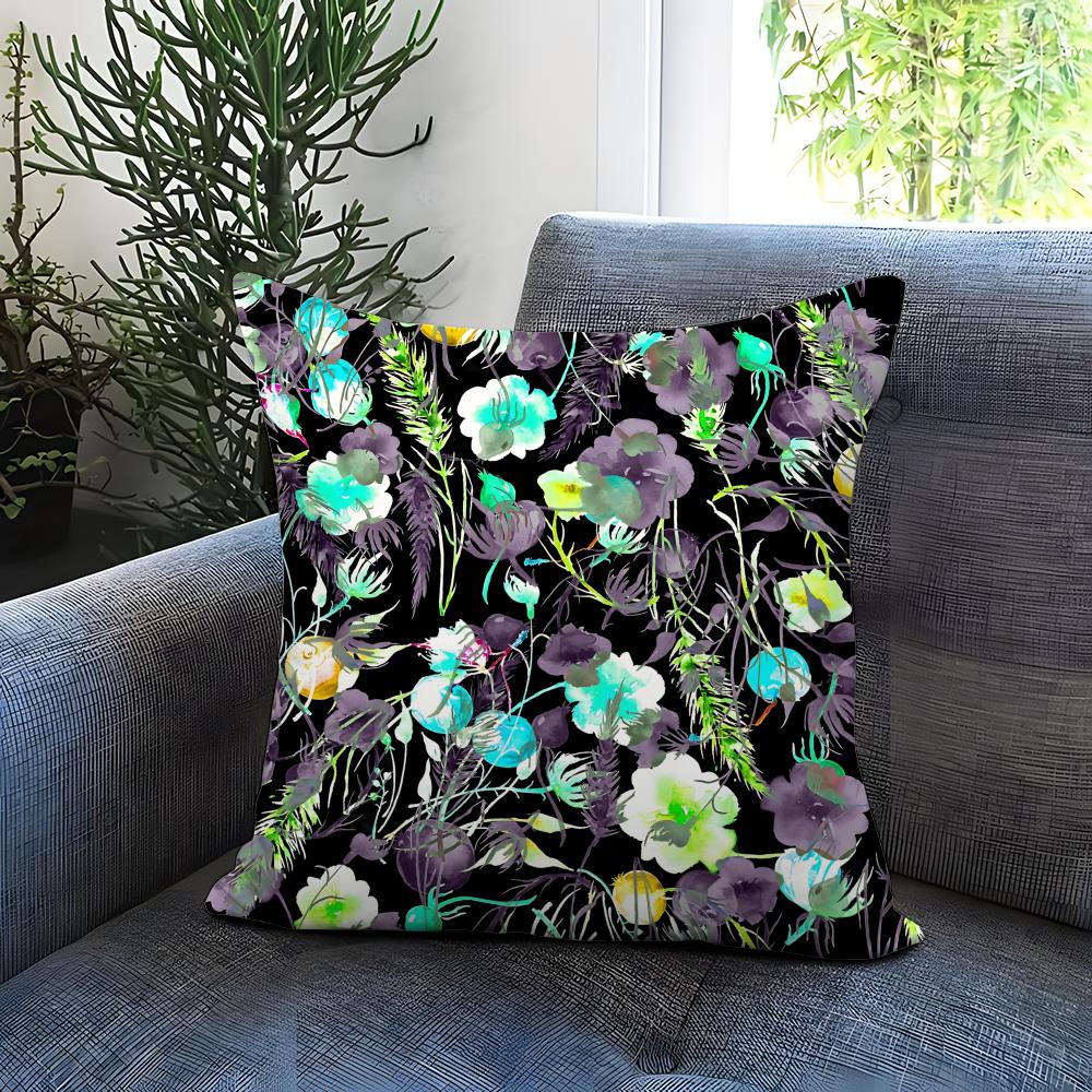 Watercolor Flowers Cushion Cover Comfortable Reversible Pillow Cover Ideal for Car Sofa Bedroom Beyond