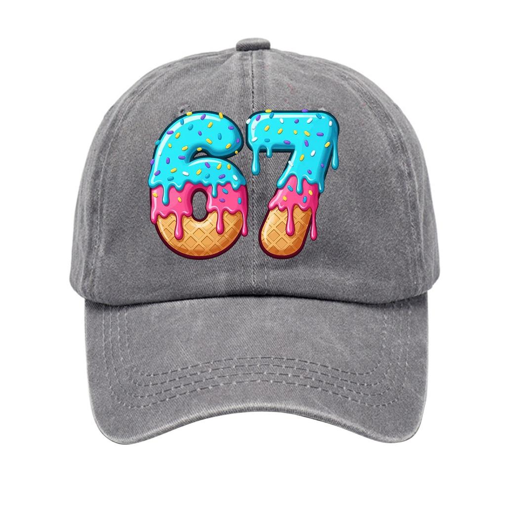 Washed Cotton Baseball Cap With Printed Distressed Soft Top Denim Hat For Men, European And American Retro Hat