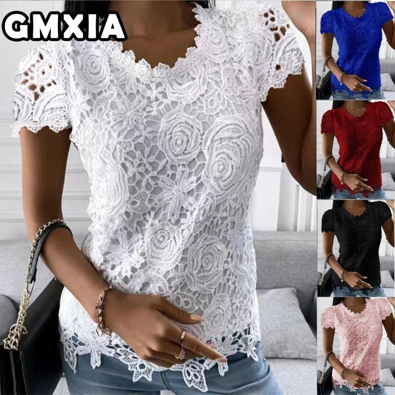 Moda Donna Moda Casual Colore Solido Stampa Manica Corta Girocollo Camicette & Camicie