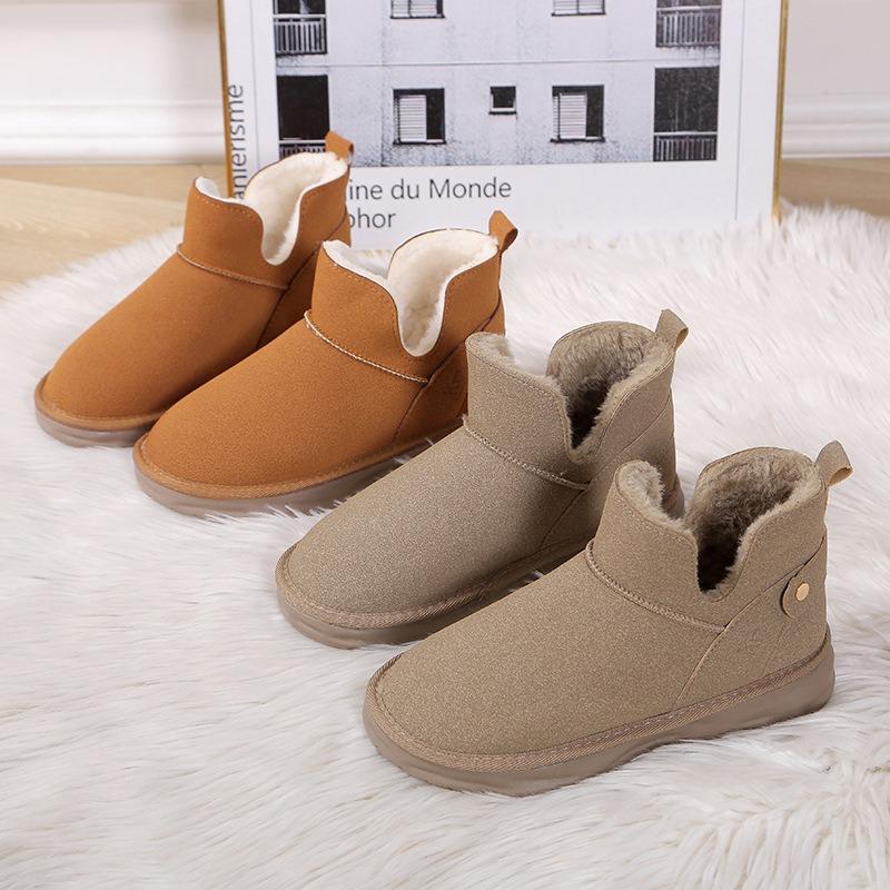 Fashion commuter brown warm platform snow boots women's new winter plush thickened plush cotton shoes