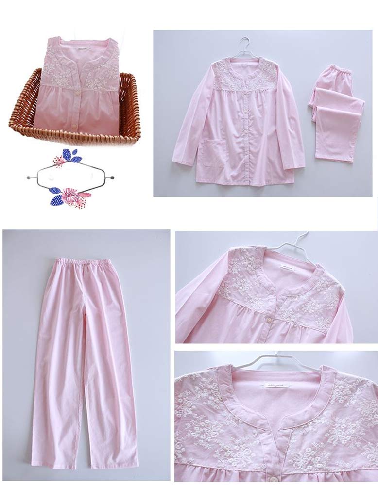 Organic Double Top and Bottom Loungewear for and Fall Pink [HOME WAY] Women's Pajamas, 100% Cotton, Gauze, Skin-Friendly, Soft, Moisture-Wicking,