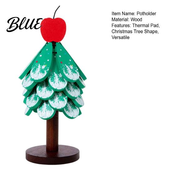 Thermal Protection Mat for Coffee Cups Tree-Shaped Wooden Trivets with Storage Stand Collapsible Heat Resistant Holiday Kitchen Decor Christmas