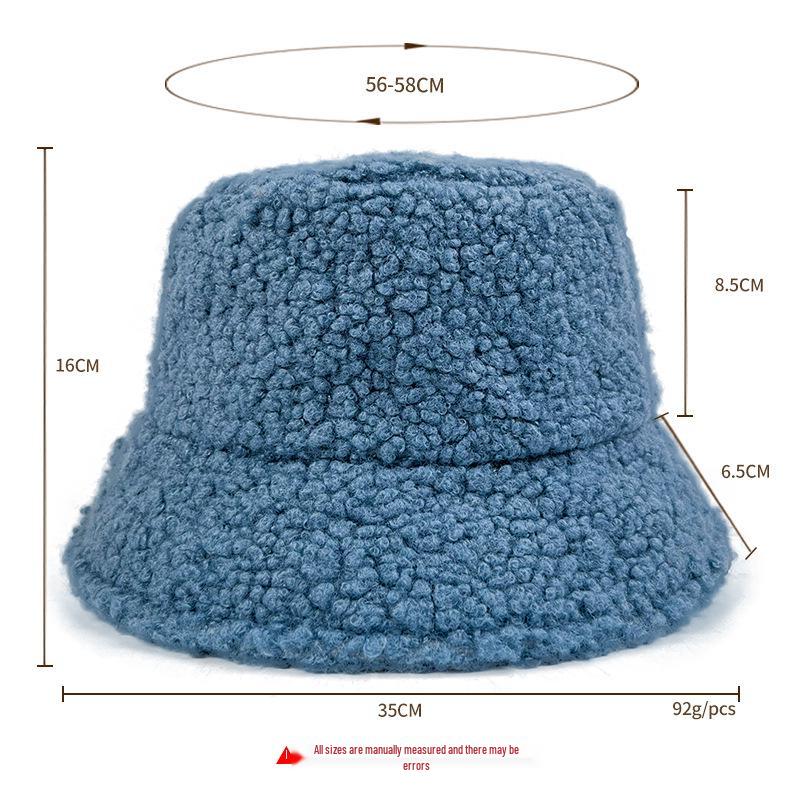 Women's Winter Lambswool Bucket Hat – Japanese Trend, Fleece-Lined, Thick and Solid Color