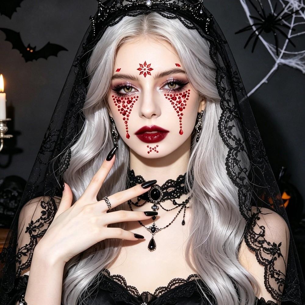 Rhinestone Bedazzling Face Eye Jewels Sticker Makeup Face Gem Sticker  Ghost Festival