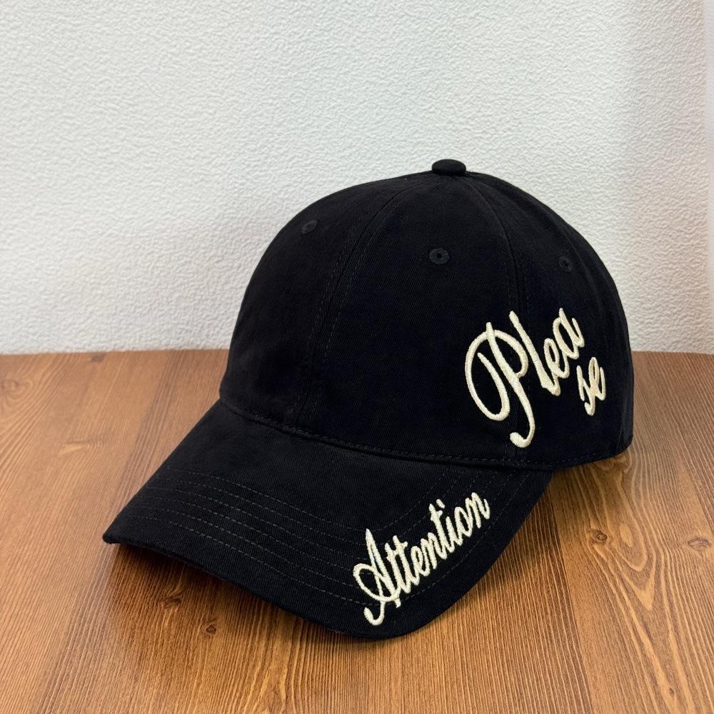 Fashion Hat American retro handwritten embroidered baseball cap made old men's and women's retro soft top baseball cap retro sunshade casual hat