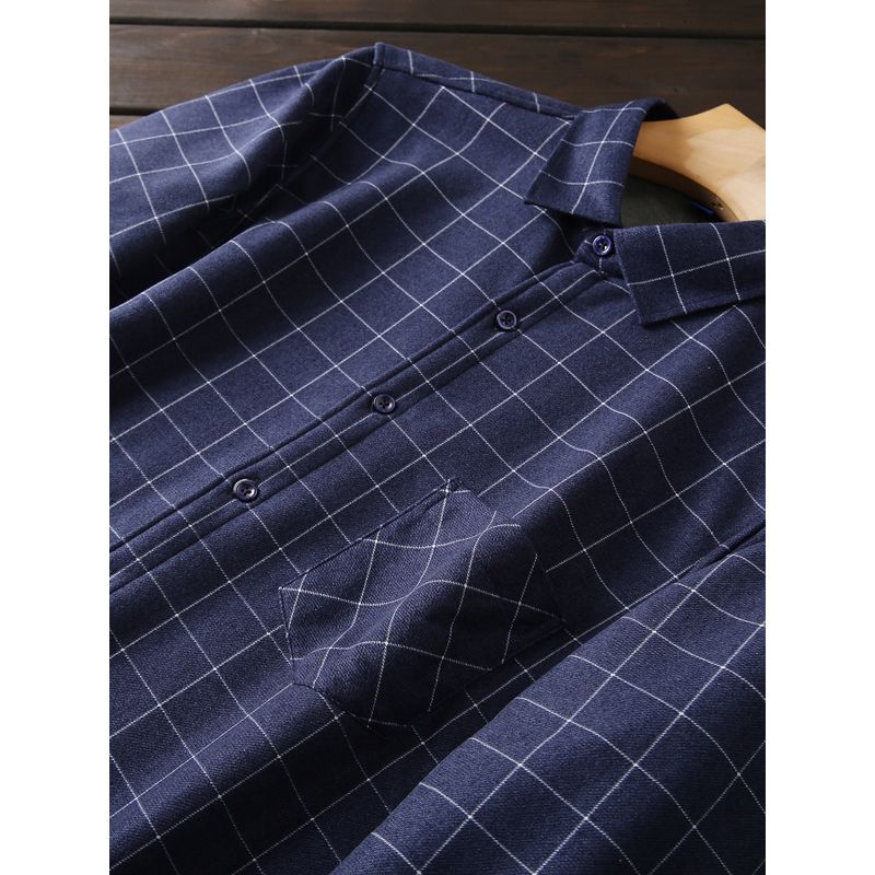 Plus Size! Composite One plus Velvet! Foreign Trade Tail Goods Men's Thickened Warm Plaid Long sleeve Shirts Top Winter