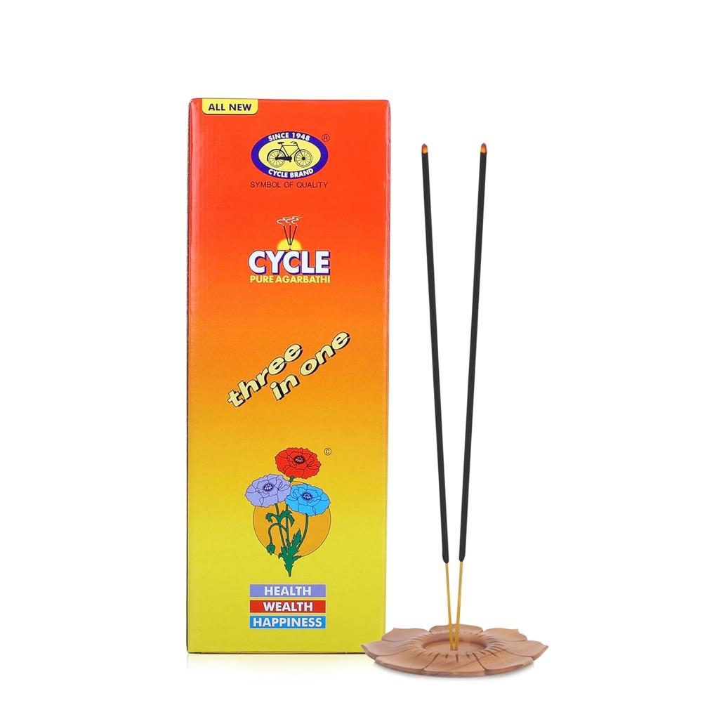 Cycle Pure Agarbatti Three in One Incense Sticks Pack of 4 (250gm per Pack) Floral Woody Lily Fragrance for Puja Meditation