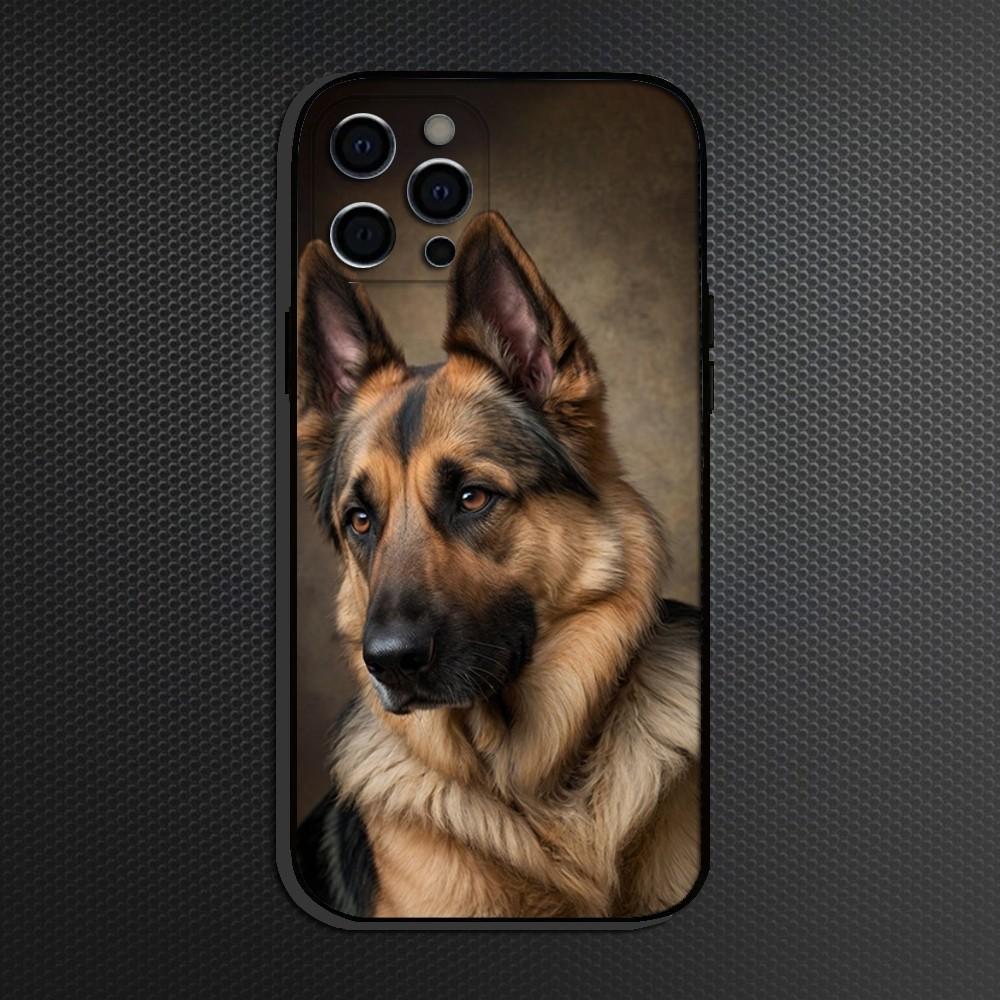 Beauty German Shepherd Dog Phone Case For iPhone 16,15,14,13,12,11 Plus,Pro Max, Soft Silicone Black Cover