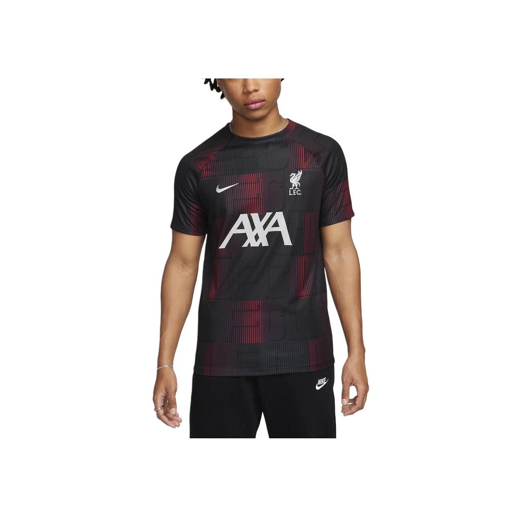 Nike Liverpool FC Academy Pro Gradient Letter Crew Neck Casual Short Sleeve Football Shirt Men Tops Black FZ4049-688