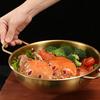 Pentola per noodles istantanei in acciaio inossidabile, piccola pentola per una persona, pentola asciutta a fondo piatto con doppia spiga dorata, pentola per zuppa di pesce a gas per uso domestico