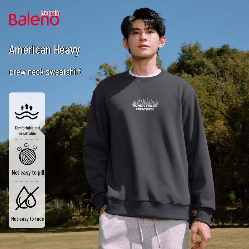 Baleno Men's Casual Round Neck Loose Fit Long Sleeve Sweatshirt