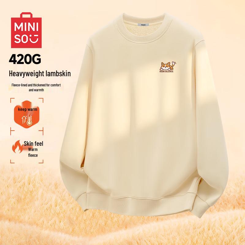 

MINISO Men s Thick Sherpa Fleece Crewneck Sweatshirt M