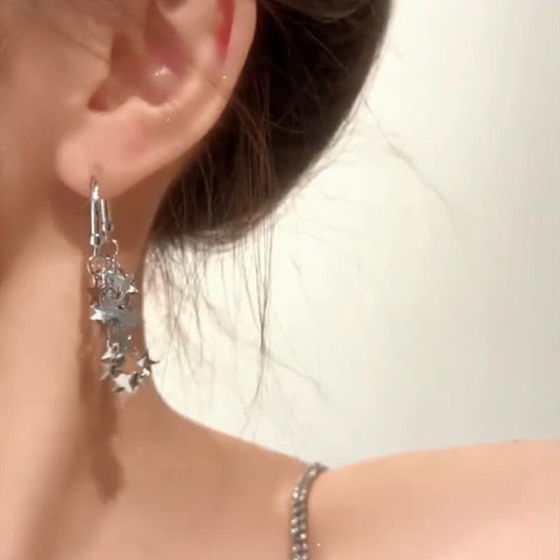 Cold Wind, Stars, Fringed Earrings, Fashionable High-end Temperament Earrings, Personalized Sweet and Cool Wind Earrings, Women