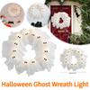 Halloween Geisterkranz Licht Halloween Dekorationen Süßer Geist Halloween Kranz Halloween Türschild für Tür Veranda Wand Zuhause