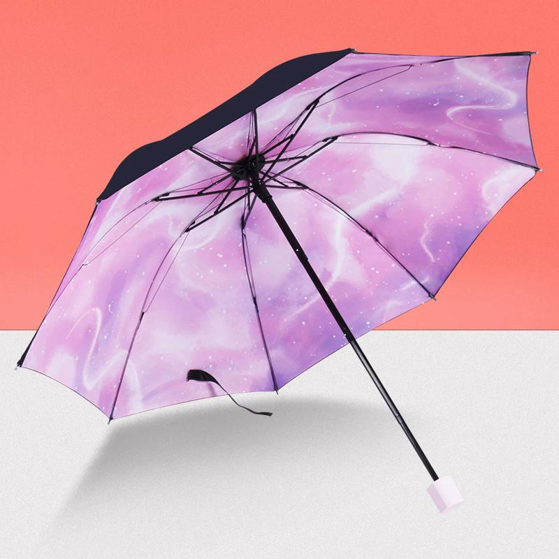 Hand-Painted Floral Umbrella Picture Inside - UPF 50+ Sun & Rain Protection, Folding Compact Parasol for Women & Men, Elegant Gift Idea