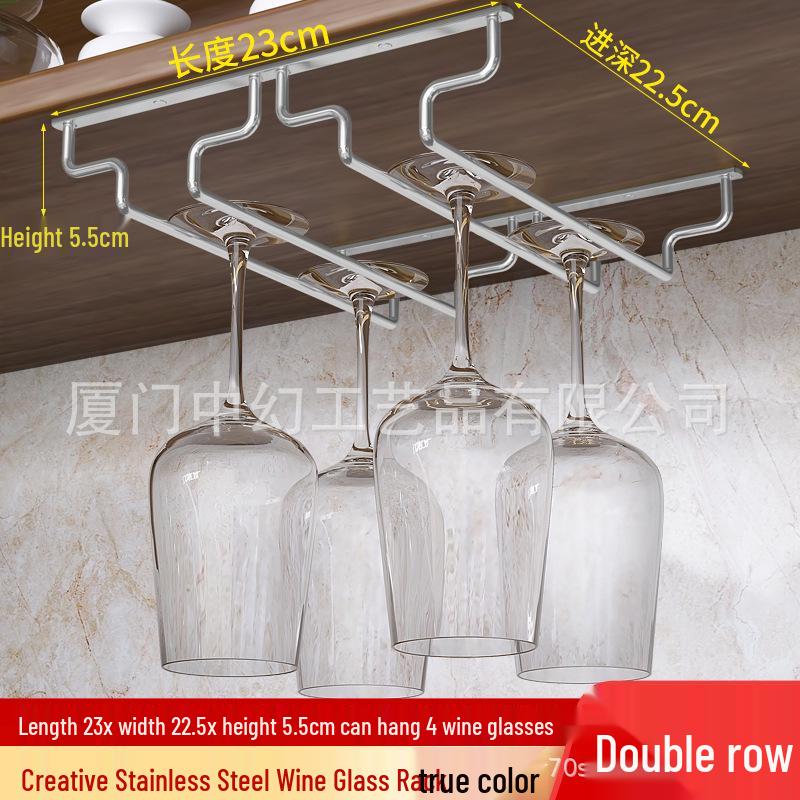 Stainless Steel Hanging Wine Glass Rack - Single Row Stemware Storage Shelf
