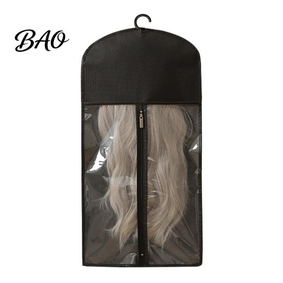 Hairpiece Protection Bag Wig Storage Hanging with Hook, Breathable Non-woven Fabric Dust-proof Travel Hair Extension Case Protector, Space Saving