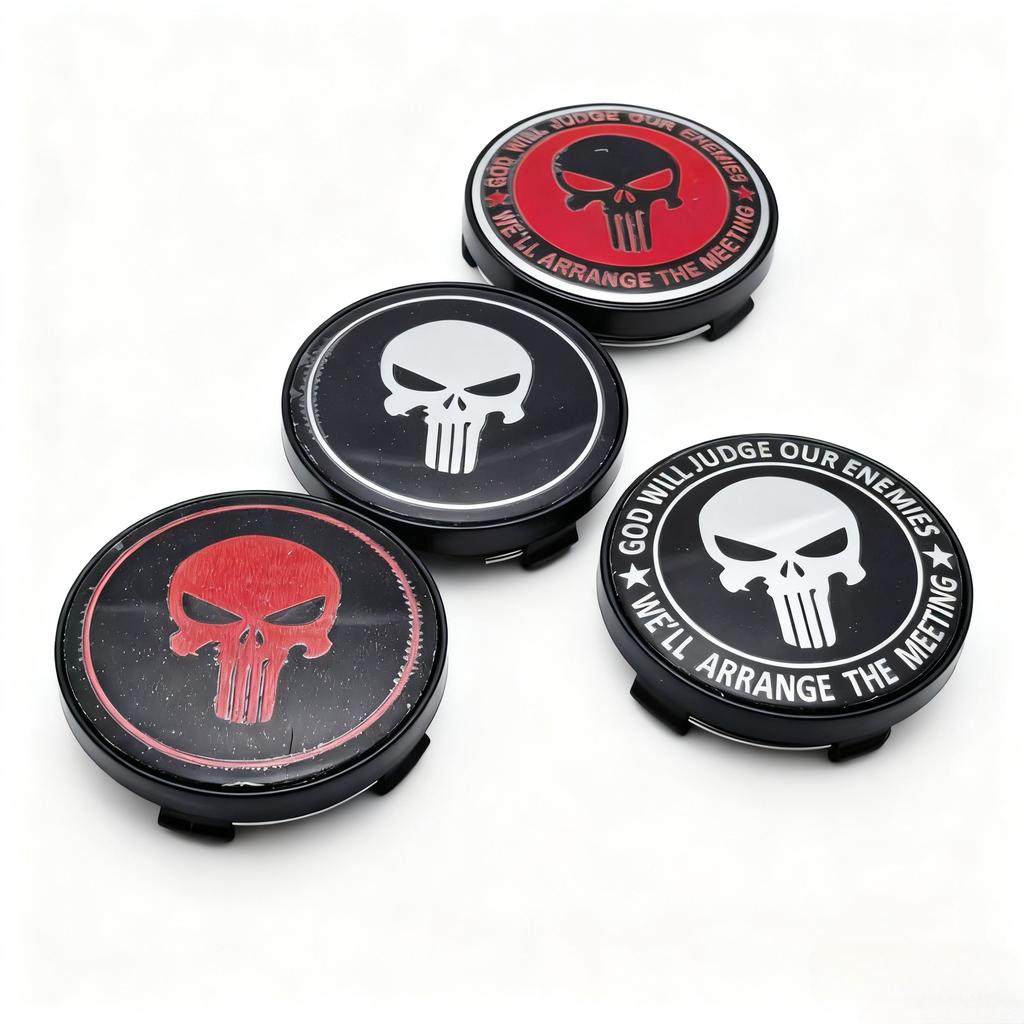 4pcs/set Skull Logo Emblem Car Wheel Center Caps 60MM 56MM Wheels Hub Cap Skulls Badge Rim Hubcaps Cover Replace Car Accessories