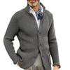 Men's Slim Fit Knitted Sweater - Solid Color, Turn-Down Collar, Long Sleeve, Trendy Brand for Fall/Winter