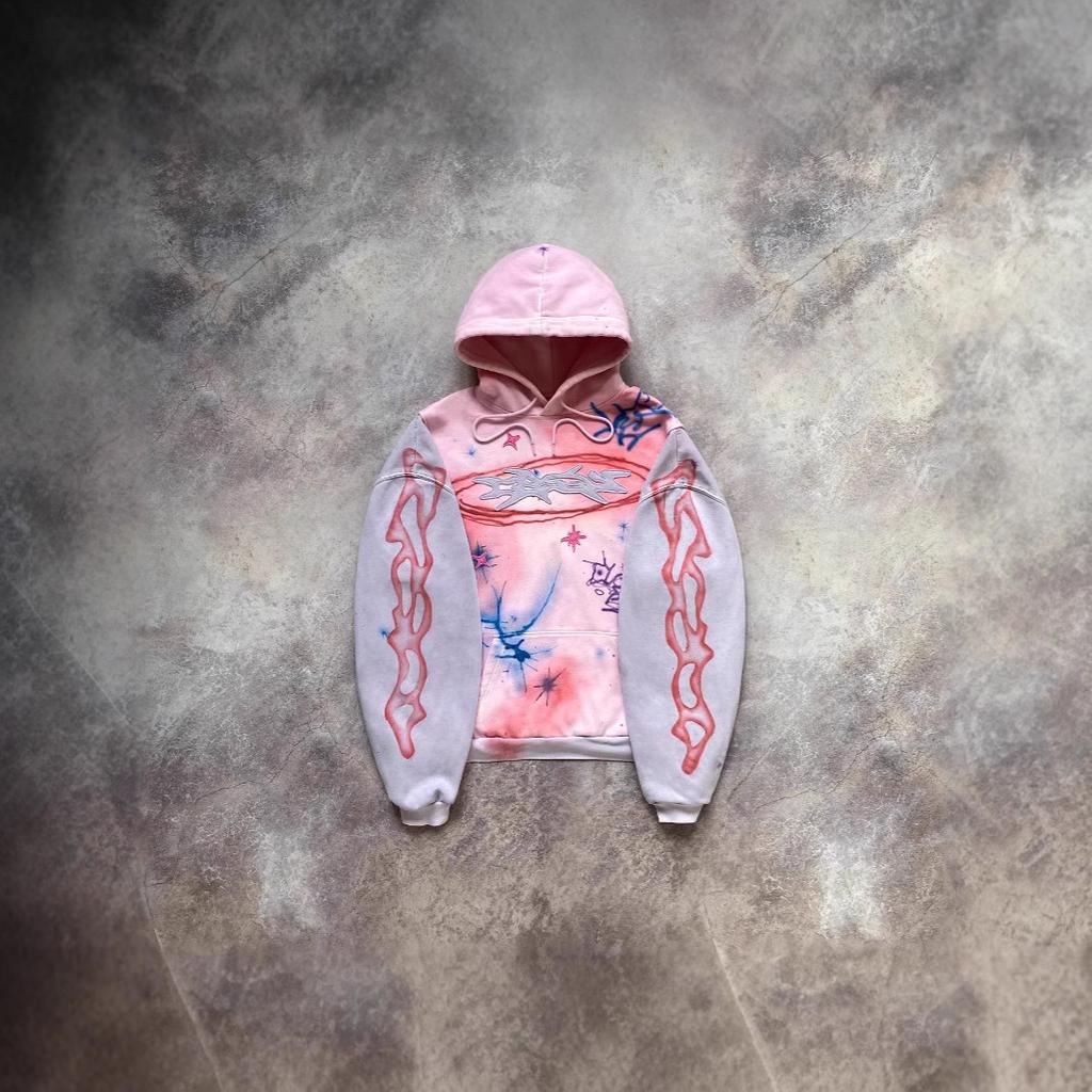 Marca europea, americana de alta costura retro de moda, suéter con capucha tie-dye vintage, suéter con capucha para hombre y mujer, nuevo, holgado