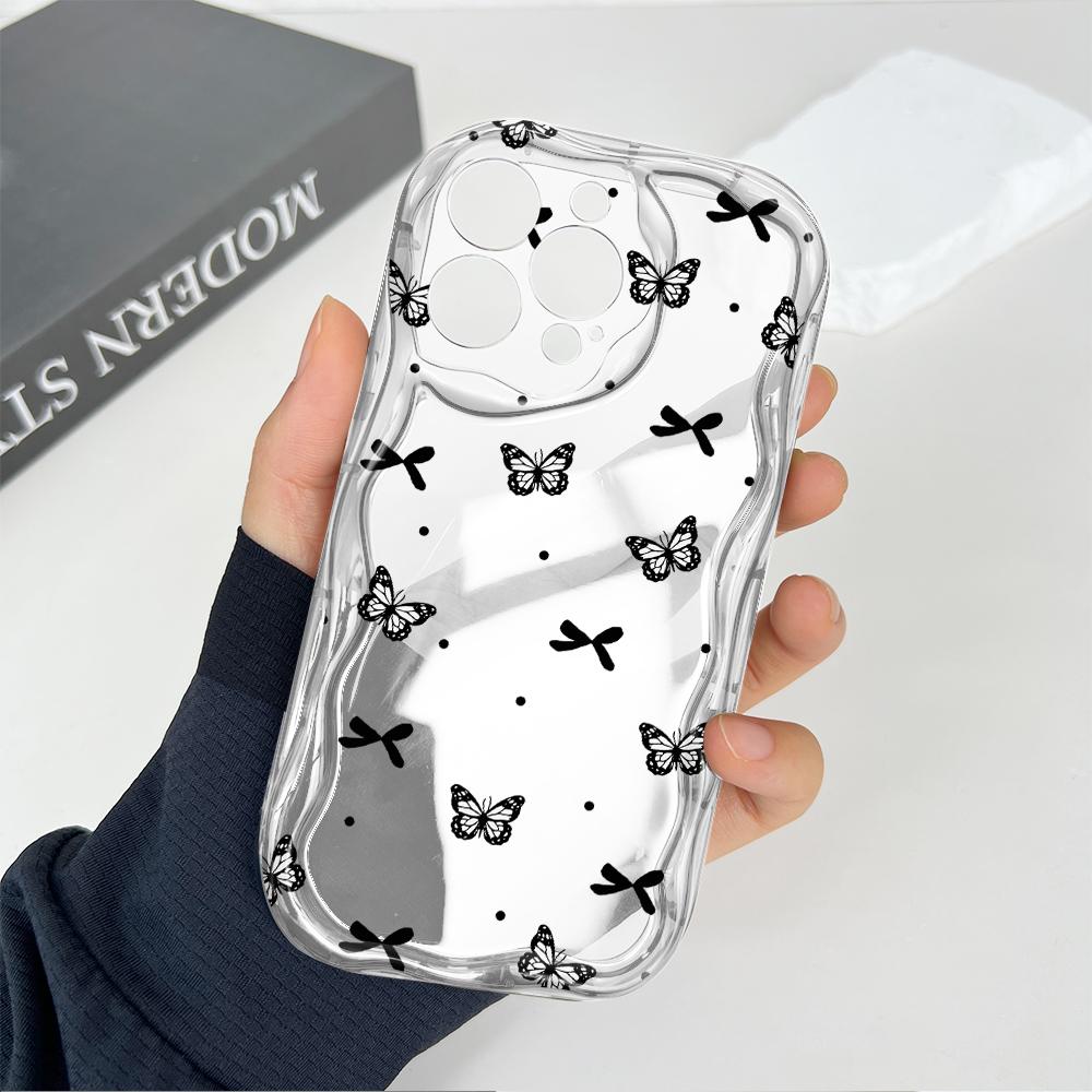 Cartoon Pattern Cream Texture Casing Wavy Edge Soft Silicone Cover Phone Case for OPPO Reno Realme OnePlus Vivo
