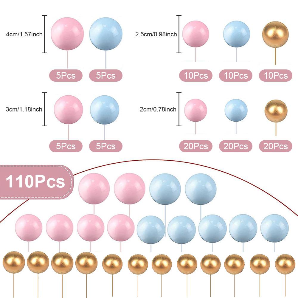 110 Stück Kuchen Cupcake Topper DIY Mini Kugeln Backdekoration für Hochzeitstag Valentinstag