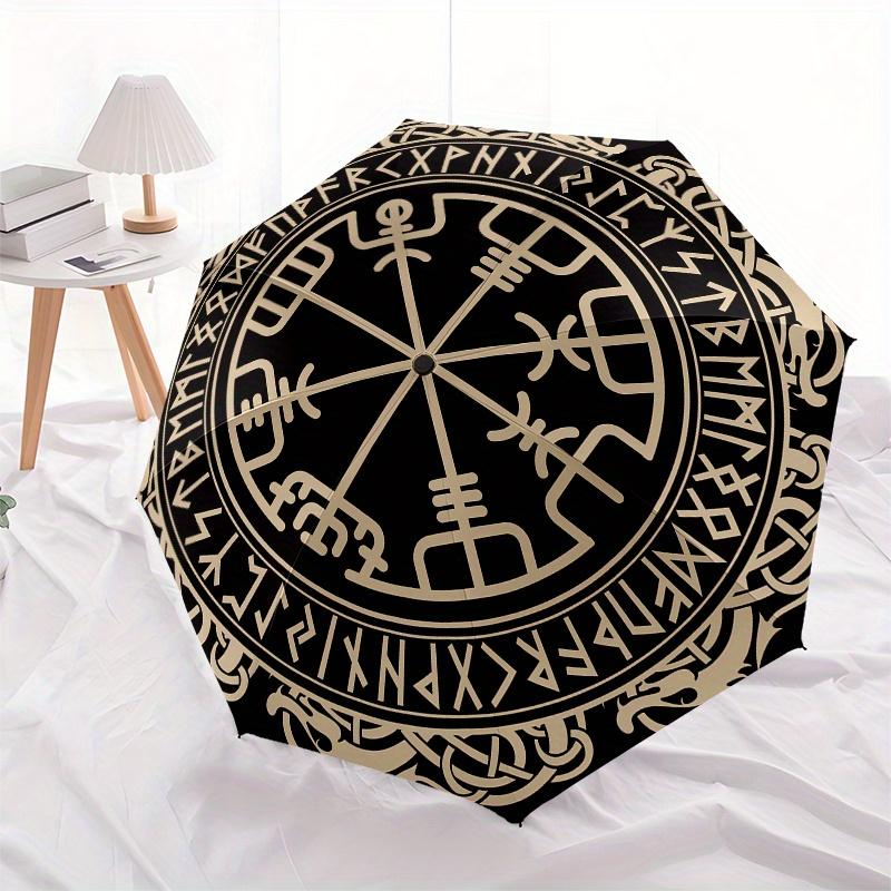 Viking Vegvisir Compass Nordic Runes Symbol Wall HangingUmbrella, Portable 3-Fold Umbrella for Men & Women,Christmas Gift ES161