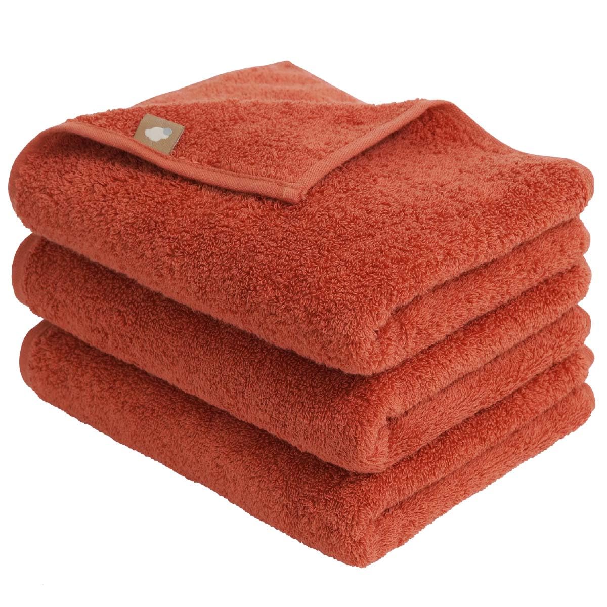 

hogu Cloud-like Face Towels, Set of 3, Sunset Orange, 100% Cotton, 34 x 85cm, Fluffy