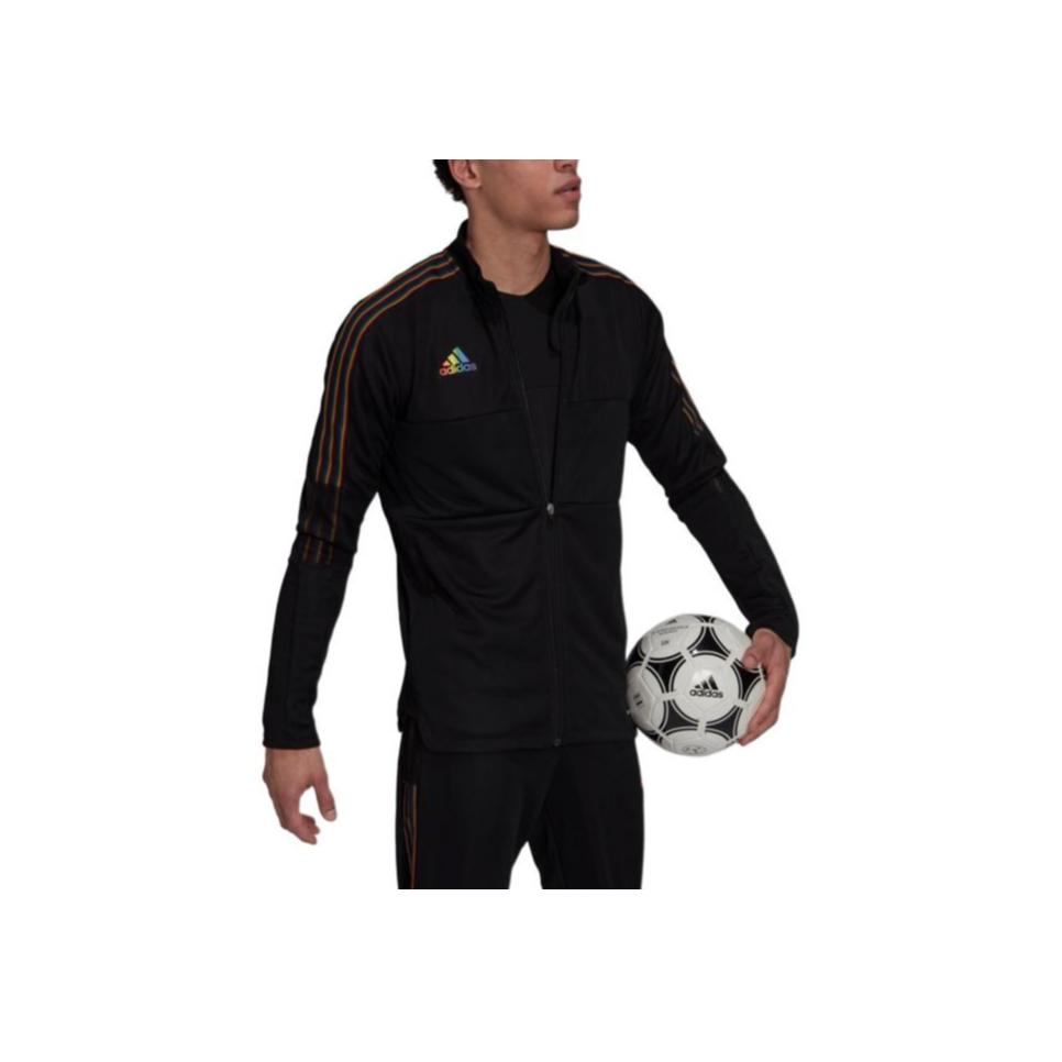 Adidas Soccer Training Track Jacket With Stand Collar And Stripes Men Outerwear Black GS4709