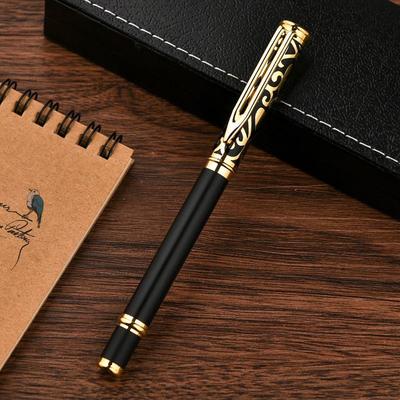 Bolígrafo de metal para firma, regalo de empresa negro, papelería escolar y de oficina, suministros de escritura, bolígrafo de tinta ballpoint