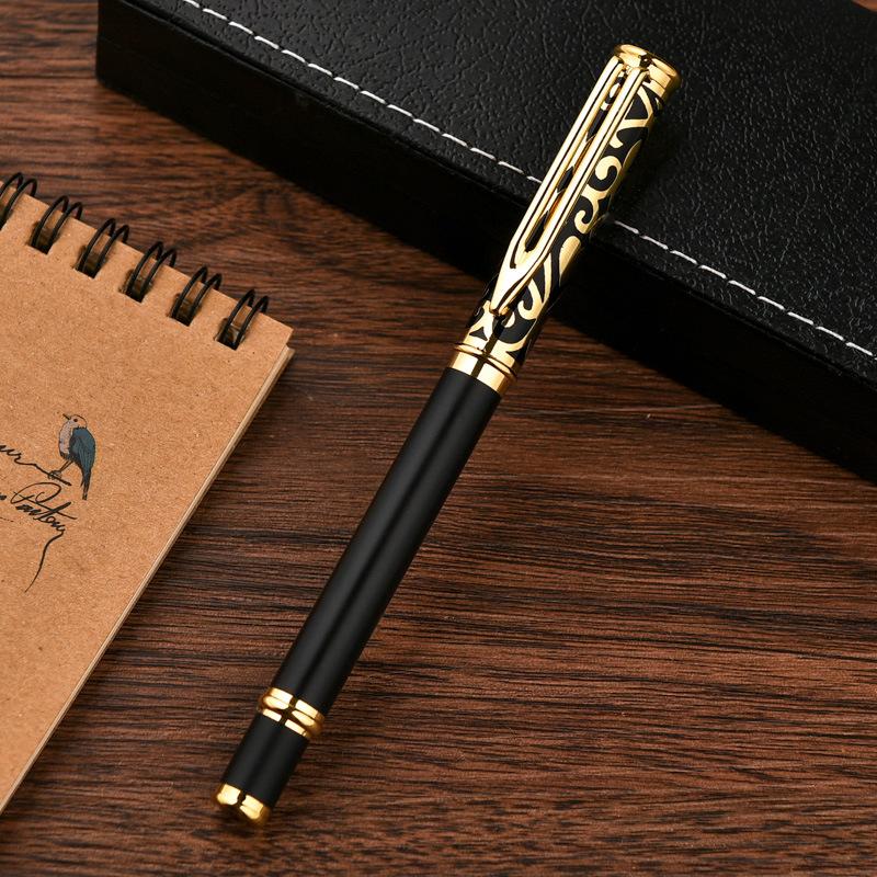 Black Business Gift Metal Signature Pen, School Office Stationery Writing Supplies Ballpoint Pen